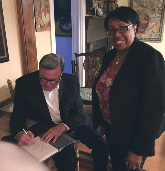 Steve Flowers signing Of Goats & Governors for Deborah Rankins